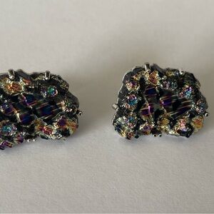 Vintage Swank Lava Rock Cuff Links Peacock- blue, Green, purple